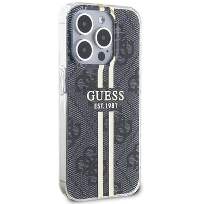 Guess IML 4G Gold Stripe case for iPhone 15 Pro - black