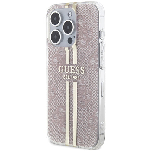 Guess IML 4G Gold Stripe case for iPhone 15 Pro - pink