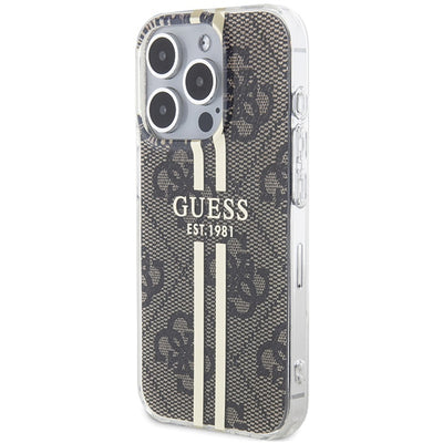 Guess IML 4G Gold Stripe case for iPhone 15 Pro - brown