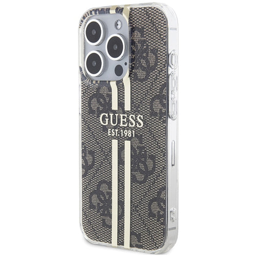 Guess IML 4G Gold Stripe case for iPhone 15 Pro - brown