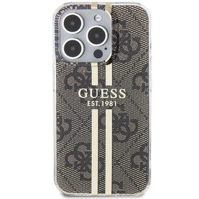 Guess IML 4G Gold Stripe case for iPhone 15 Pro - brown