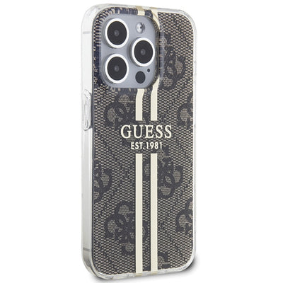 Guess IML 4G Gold Stripe case for iPhone 15 Pro - brown