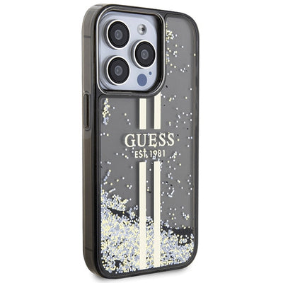 Guess Liquid Glitter Gold Stripes case for iPhone 15 Pro - black