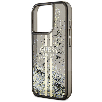 Guess Liquid Glitter Gold Stripes case for iPhone 15 Pro - black