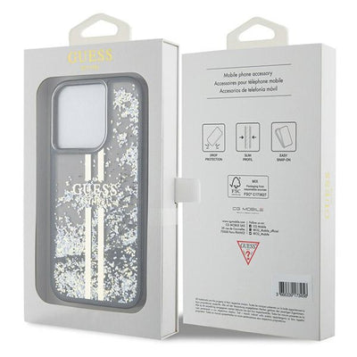 Guess Liquid Glitter Gold Stripes case for iPhone 15 Pro - black