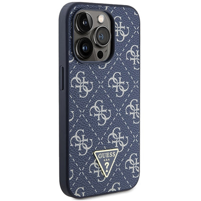 Guess 4G Triangle Metal Logo case for iPhone 15 Pro - blue