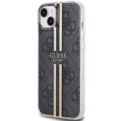 Guess IML 4G Gold Stripe case for iPhone 15 Plus / 14 Plus - black
