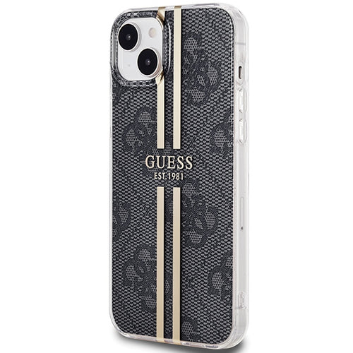 Guess IML 4G Gold Stripe case for iPhone 15 Plus / 14 Plus - black