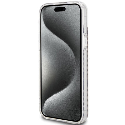 Guess IML 4G Gold Stripe case for iPhone 15 Plus / 14 Plus - brown