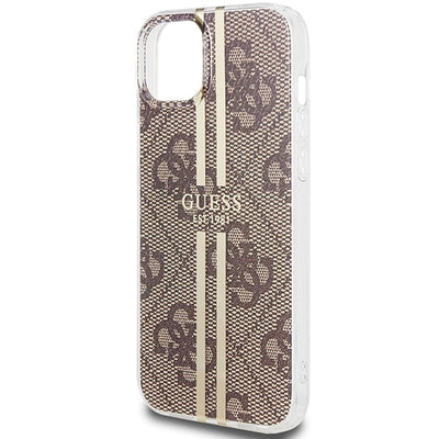 Guess IML 4G Gold Stripe case for iPhone 15 Plus / 14 Plus - brown