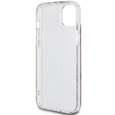Guess IML 4G Gold Stripe case for iPhone 15 Plus / 14 Plus - brown