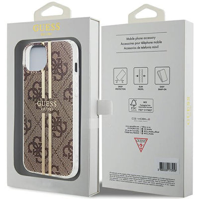 Guess IML 4G Gold Stripe case for iPhone 15 Plus / 14 Plus - brown