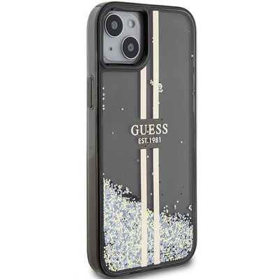 Guess Liquid Glitter Gold Stripes case for iPhone 15 Plus / 14 Plus - black