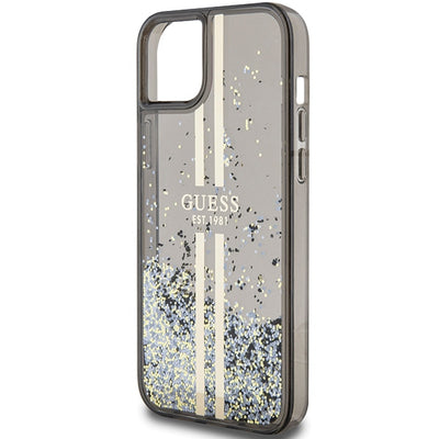 Guess Liquid Glitter Gold Stripes case for iPhone 15 Plus / 14 Plus - black