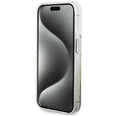 Guess Liquid Glitter Gold Stripes case for iPhone 15 Pro Max - transparent