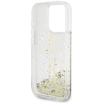 Guess Liquid Glitter Gold Stripes case for iPhone 15 Pro Max - transparent
