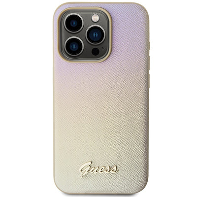 Guess GUHCP15XPSAIRSD iPhone 15 Pro Max 6.7" gold/gold hardcase Saffiano Iridescent Script