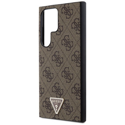 Guess Grip Stand 4G Triangle Strass Case for Samsung Galaxy S24 Ultra - Brown