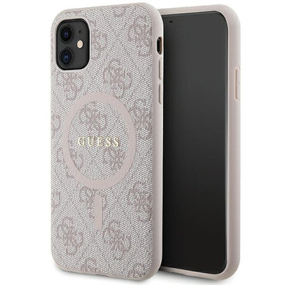 Guess GUHMN61G4GFRP iPhone 11 6.1" / Xr pink/pink hardcase 4G Collection Leather Metal Logo MagSafe