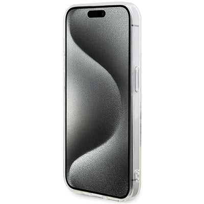 Guess IML Flowers Wreatch MagSafe case for iPhone 15 Pro - transparent