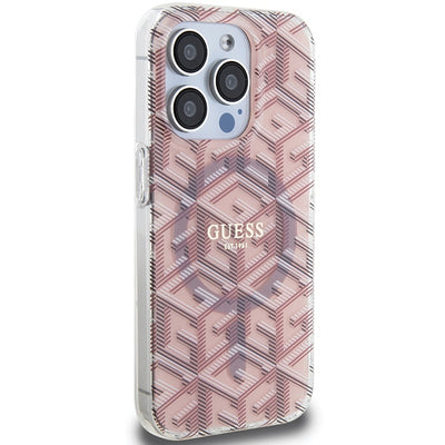 Guess IML GCube MagSafe case for iPhone 15 Pro - pink