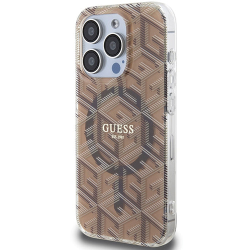 Guess IML GCube MagSafe case for iPhone 15 Pro - brown