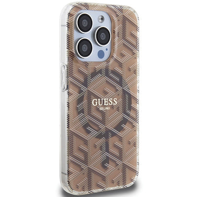 Guess IML GCube MagSafe case for iPhone 15 Pro - brown