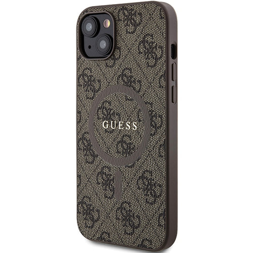 Guess 4G Collection Leather Metal Logo MagSafe Case for iPhone 15 Plus / 14 Plus - Brown