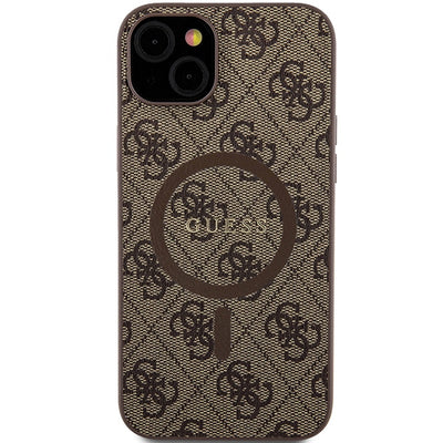 Guess 4G Collection Leather Metal Logo MagSafe Case for iPhone 15 Plus / 14 Plus - Brown