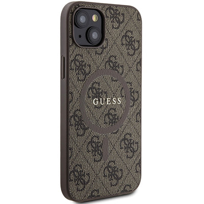 Guess 4G Collection Leather Metal Logo MagSafe Case for iPhone 15 Plus / 14 Plus - Brown