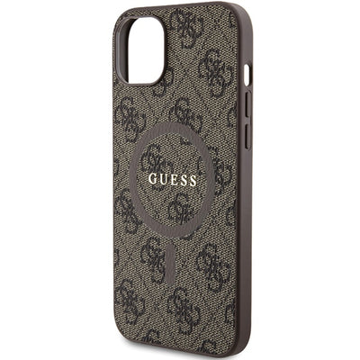 Guess 4G Collection Leather Metal Logo MagSafe Case for iPhone 15 Plus / 14 Plus - Brown