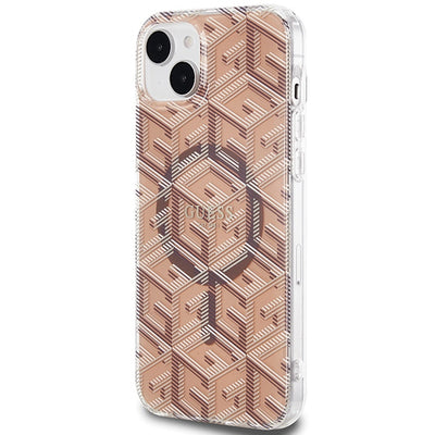 Guess IML GCube MagSafe case for iPhone 15 Plus / 14 Plus - brown