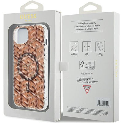Guess IML GCube MagSafe case for iPhone 15 / 14 / 13 - brown