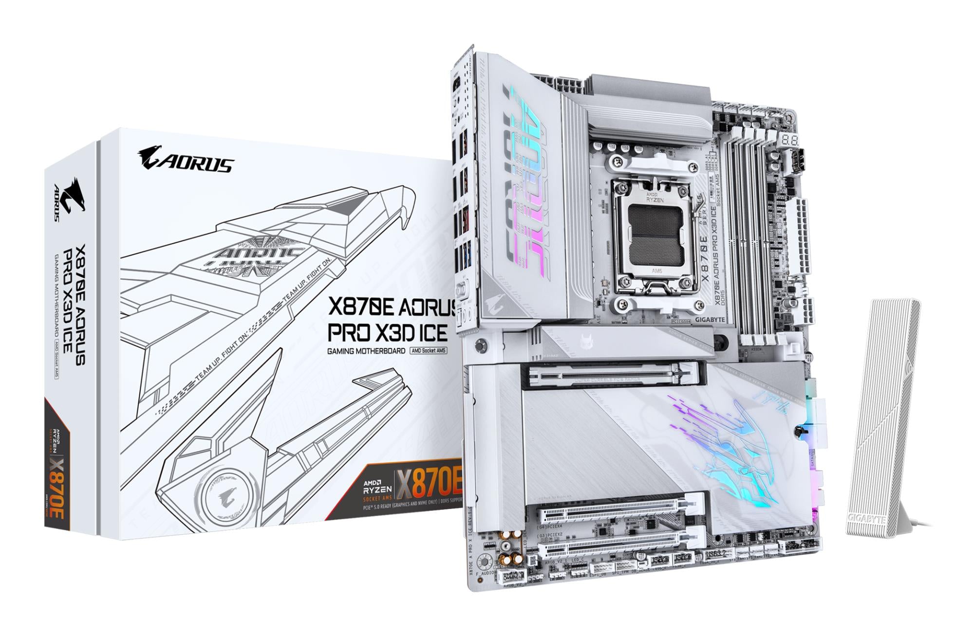 Mainboard GIGABYTE AMD X870E Socket AM5 ATX RAM DDR5-SDRAM 4xSlots Wi-Fi Yes Bluetooth Yes 4xNumber of M.2 (M) slots X870E A PRO X ICE X870EAPROXICE
