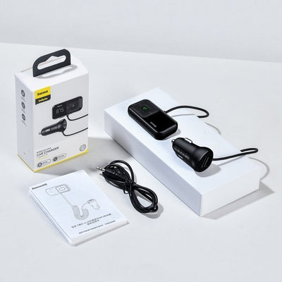 [RETURNED ITEM] Wireless Bluetooth FM transmitter with charger Baseus S-16 (Overseas edition) - black