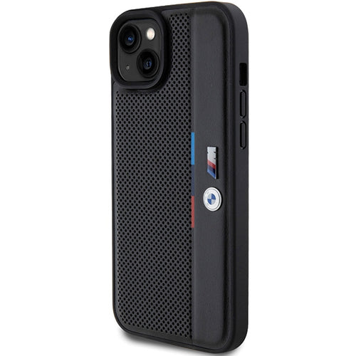 BMW Perforated Tricolor Line case for iPhone 15 Plus / 14 Plus - black