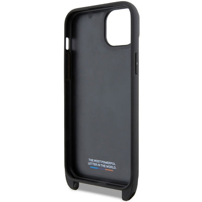 BMW M Edition Carbon Tricolor Lines &amp; Strap case for iPhone 15 / 14 / 13 - black