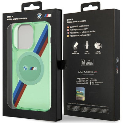 BMW M Tricolor Stripes MagSafe case for iPhone 15 Pro - green