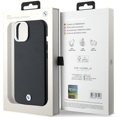 BMW Signature Wrapped Metal MagSafe Case for iPhone 15/14/13 - Black
