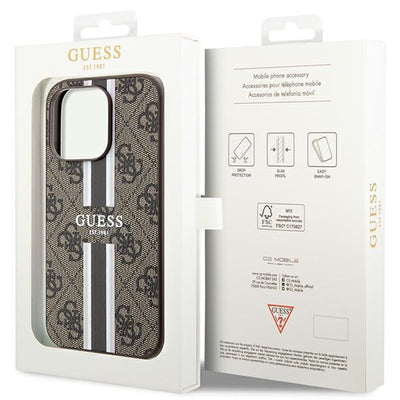 Guess 4G Printed Stripes MagSafe case for iPhone 15 Pro - brown