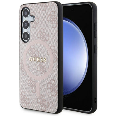 Guess 4G Collection Leather Metal Logo MagSafe Case for Samsung Galaxy S24 - Pink