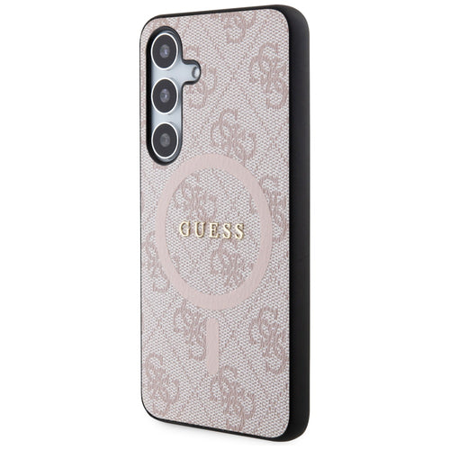 Guess 4G Collection Leather Metal Logo MagSafe Case for Samsung Galaxy S24 - Pink