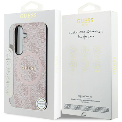 Guess 4G Collection Leather Metal Logo MagSafe Case for Samsung Galaxy S24 - Pink