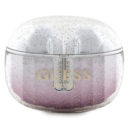 Guess Glitter Gradient TWS Bluetooth headphones + docking station - pink