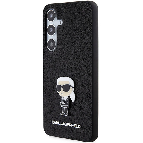 Karl Lagerfeld Fixed Glitter Ikonik Logo Metal Pin case for Samsung Galaxy S24+ - black