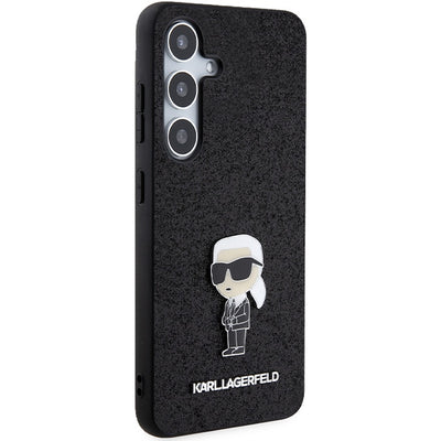 Karl Lagerfeld Fixed Glitter Ikonik Logo Metal Pin case for Samsung Galaxy S24+ - black