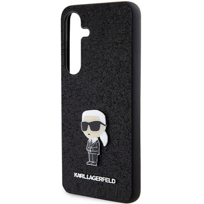 Karl Lagerfeld Fixed Glitter Ikonik Logo Metal Pin case for Samsung Galaxy S24+ - black