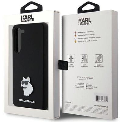 Karl Lagerfeld Silicone Choupette Metal Pin case for Samsung Galaxy S23+ - black