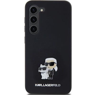 Karl Lagerfeld Silicone Karl&amp;Choupette Metal Pin case for Samsung Galaxy S23 - black