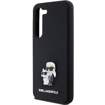 Karl Lagerfeld Silicone Karl&amp;Choupette Metal Pin case for Samsung Galaxy S23 - black